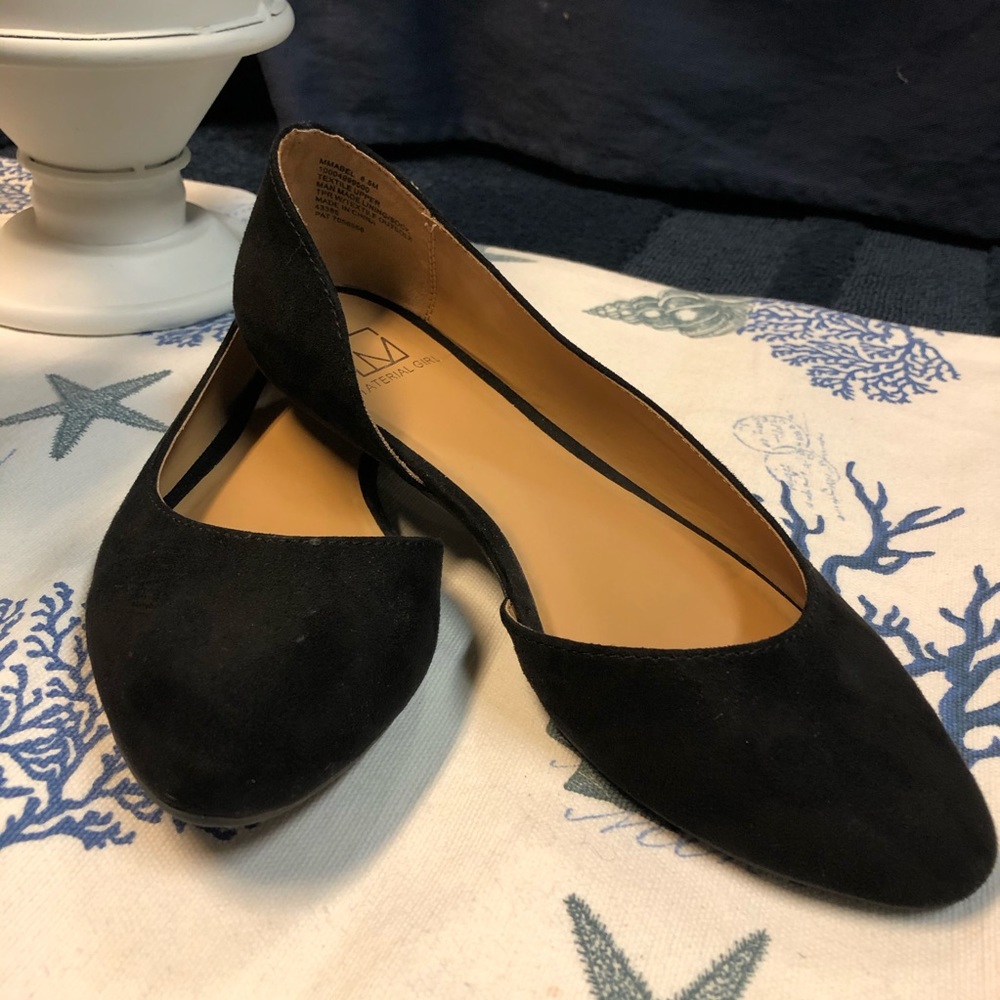 Material Girl Black Suede Flats